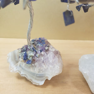 Lapis Tree on Quartz Base