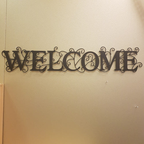 Welcome Metal Wall Art (approx. 70x14cm)