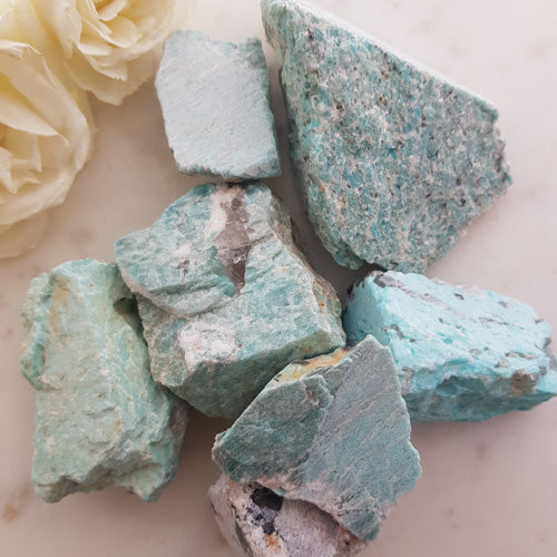 Amazonite Rough Rock (assorted. approx. 4-7x3.5-7cm but lots of size variation)