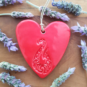 Ceramic Heart with Hook in Box. (assorted colours approx. 8.5 x 8 cm)