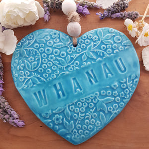 Turquoise Whanau Heart Ceramic