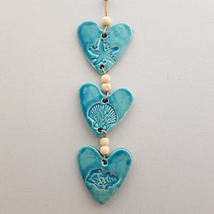 Turquoise 3 Hearts With Shells