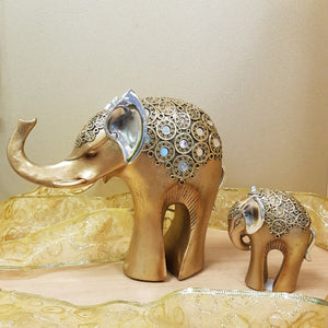 Elephant Pair Gold Mosaic