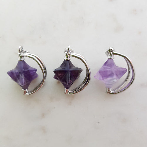 Amethyst Merkeba Spinner Pendant (assorted. silver metal)