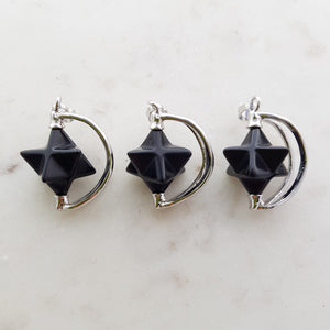 Black Obsidian Merkaba Spinner Pendant