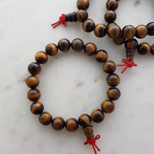 Gold Tiger's Eye Mala/Prayer Bracelet (assorted. approx.10mm round beads)