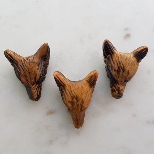 Gold Tiger's Eye Fox Head Pendant (assorted)