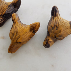 Gold Tiger's Eye Fox Head Pendant