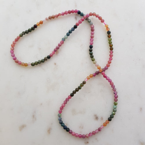 Tourmaline Necklace (assorted. mixed. approx. 4mm round beads)