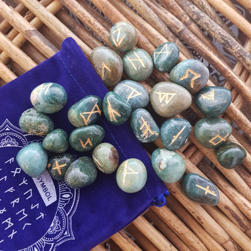 Bloodstone Runes Set with Information Sheet and Drawstring Bag)