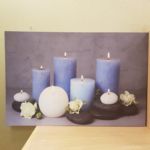 Blue Candles and Roses LED picture (approx 60x40cm)