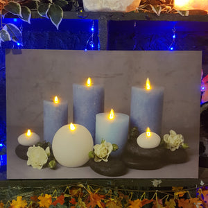 Blue Candles and Roses LED picture