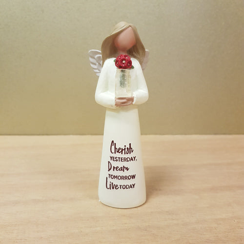 Cherish Yesterday Dream Tomorow Angel Figurine (approx 12x5x3.5cm)