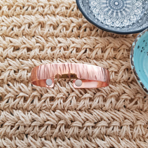 Stripey Copper Bracelet with Magnets (large. NZ made. approx. 11mm wide)