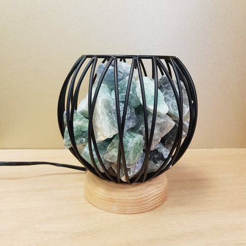 Fluorite Crystal Cage Lamp (approx. 16x16cm)