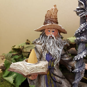 Wizard With Spellbook And Sword Backflow Burner & Tealight Holder