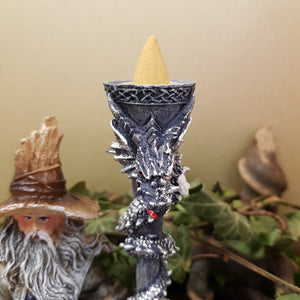 Wizard With Spellbook And Sword Backflow Burner & Tealight Holder