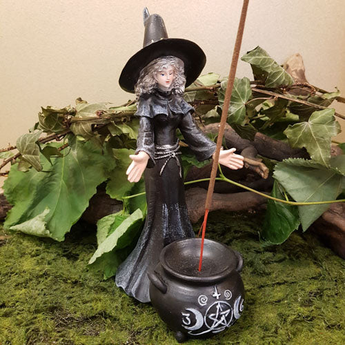 Witch & Cauldron Incense Burner (approx 20x12.5x8cm)