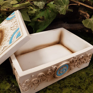 Ivory With Blue Ohm Trinket Box
