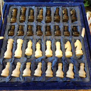 Marble Chess Set in Velvet Box