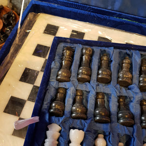 Marble Chess Set in Velvet Box