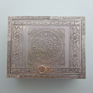 Mandala Silver Metal Jewellery Box