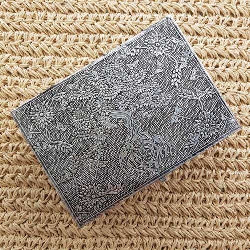 Tree Of Life Silver Metal Jewellery Box With Velvet Lining (approx 18x13x6cm