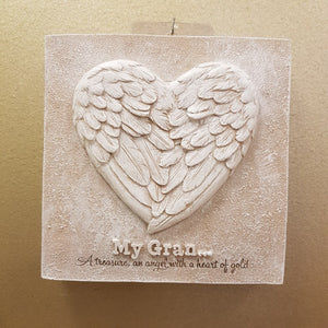 My Gran A Treasure,An Angel With A Heart Of Gold Plaque (approx 16x16cm)