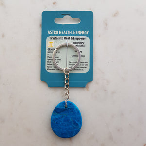 Blue Dyed Howlite Flatstone Keyring