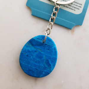 Blue Dyed Howlite Flatstone Keyring