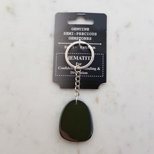 Hematite Flatstone Keyring