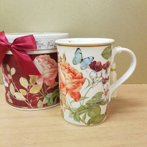 Butterfly & Rose Mug in Beautiful Gift Box (approx. 12x11cm boxed)