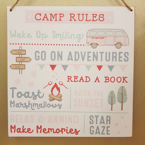 Camp Rules Sign (approx 30x29cm)