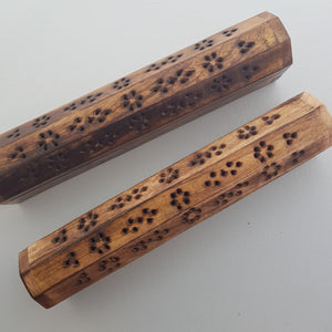 Flower Of Life Wooden Cone & Incense Holder (approx 31x6.5x5.5cm)