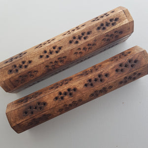 Wooden Patterned Cone & Incense Holder (approx 25x6.5x5.5cm)