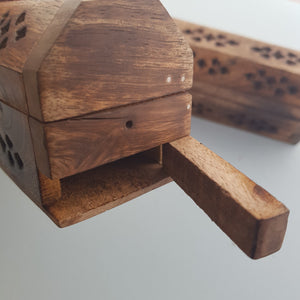 Wooden Patterned Cone & Incense Holder (approx 25x6.5x5.5cm)