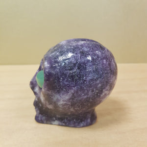 Lepidolite Alien Head with Green Aventurine Eyes (approx.