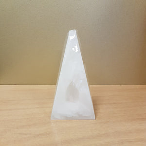 White Pyramid Candle with Crystal Point Inside