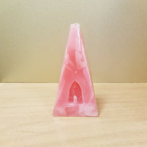Pink Pyramid Candle with Crystal Point Inside 