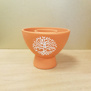 Tree Of Life Natural Terracotta Smudge Bowl (approx 13x13x10cm)