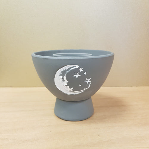 Moon Grey Terracotta Smudge Bowl (approx 13x13x10cm)