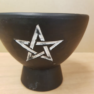 Black Pentagram Terracotta Smudge Bowl (approx 13x13x10cm)