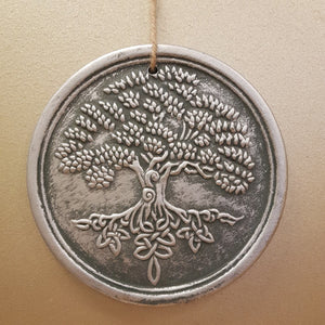 Tree of Life Silver Look Terracotta Plaque (approx 20x20cm)