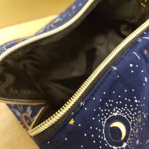 Blue Crescent Moon Tasseled Cosmetic Bag (approx 11x19x11cm)