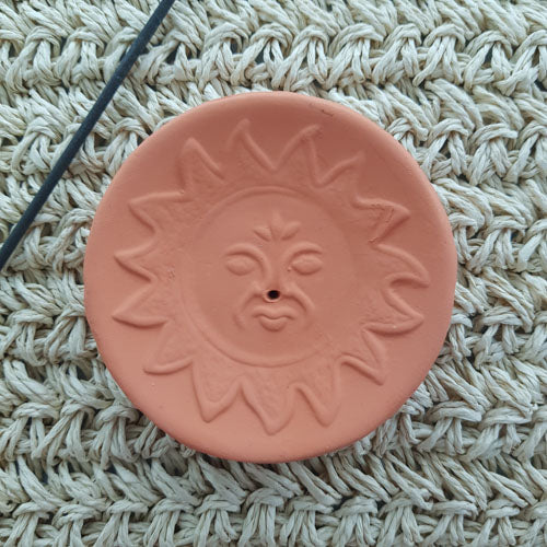 Sun Terracotta Incense Holder (approx 9x9x2cm)