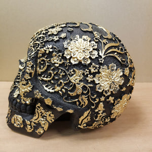 Black Skull with Golden Embellishment