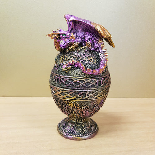 Purple Dragon On Egg Trinket Box (approx 16x8cm)