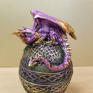 Purple Dragon On Egg Trinket Box (