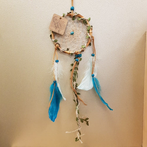 Dreamcatcher Turquoise And Green Vine Bamboo Loop 13cm