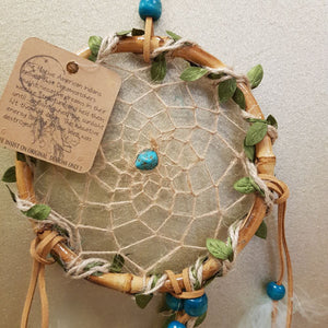 Dreamcatcher Turquoise And Green Vine Bamboo Loop